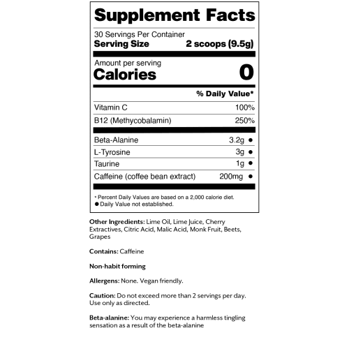 3 promix 10 05oz pre workout cherry lime packaging supplement facts