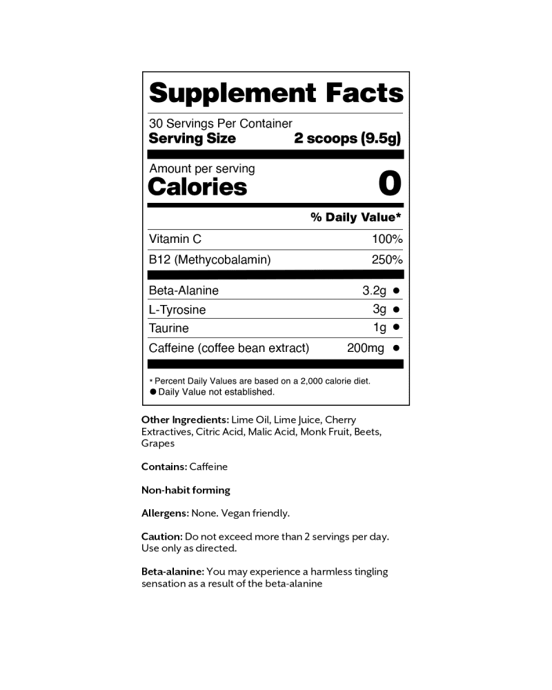 3 promix 10 05oz pre workout cherry lime packaging supplement facts