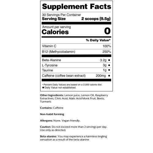 3 promix 10 05oz pre workout raspberry lemon packaging supplement facts