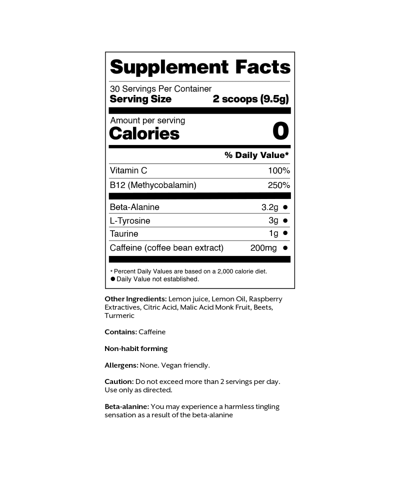 3 promix 10 05oz pre workout raspberry lemon packaging supplement facts