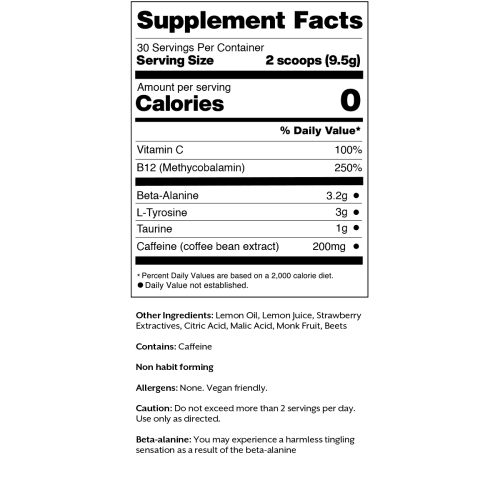 3 promix 10 05oz pre workout strawberry lemon packaging supplement facts