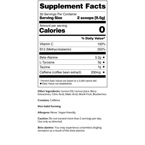 3 promix 10 05oz preworkout mixed berries packaging supplement facts