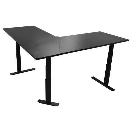 74" Electric Adjustable L-Shaped Desk With Black Desktop