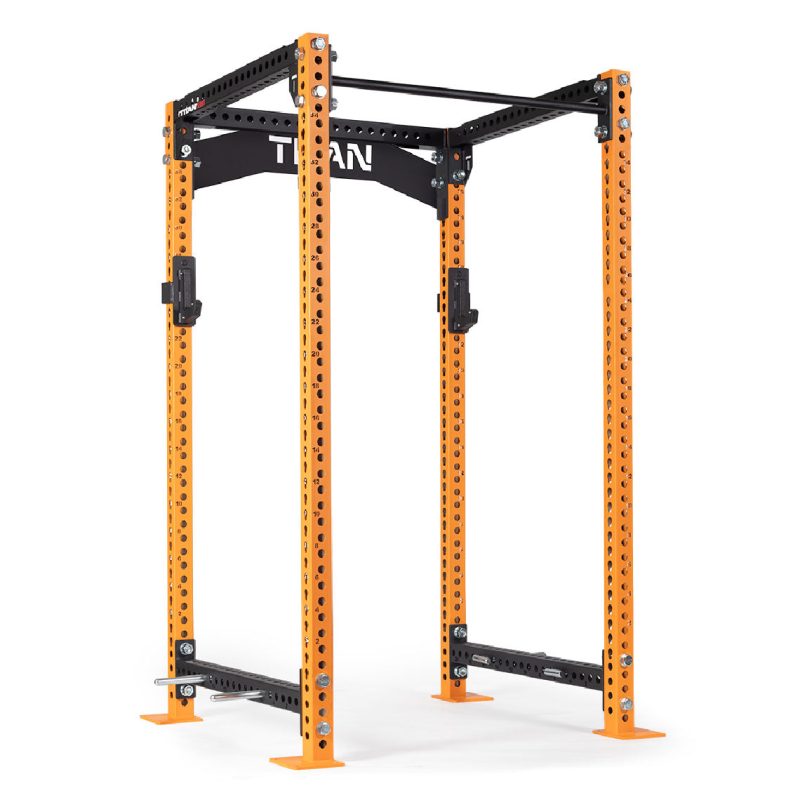 TITAN Series Power Rack | Orange / Crossmember Nameplate / Sandwich J-Hooks