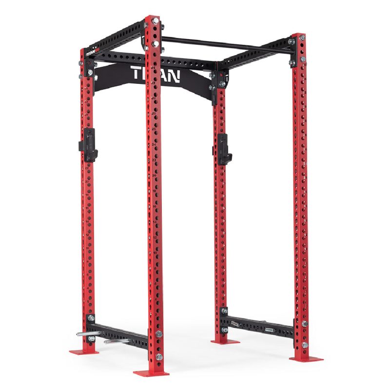 TITAN Series Power Rack | Red / Crossmember Nameplate / Sandwich J-Hooks