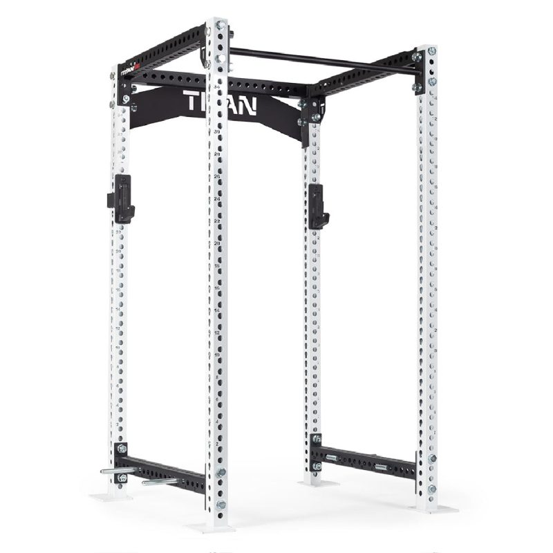 TITAN Series Power Rack | White / Crossmember Nameplate / Sandwich J-Hooks