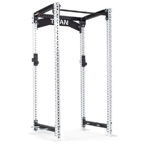 TITAN Series Power Rack | White / Crossmember Nameplate / Sandwich J-Hooks