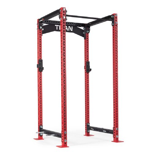 TITAN Series Power Rack | Red / Crossmember Nameplate / Sandwich J-Hooks