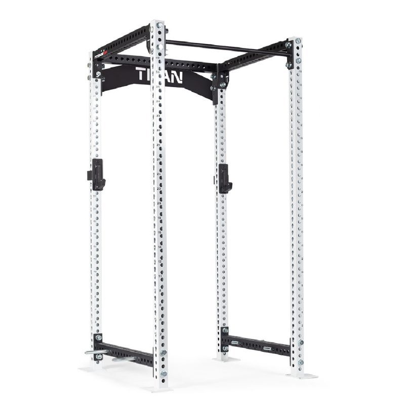 TITAN Series Power Rack | White / Crossmember Nameplate / Sandwich J-Hooks