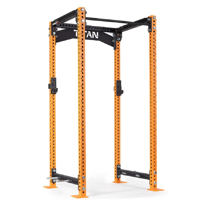 TITAN Series Power Rack | Orange / Crossmember Nameplate / Roller J-Hooks