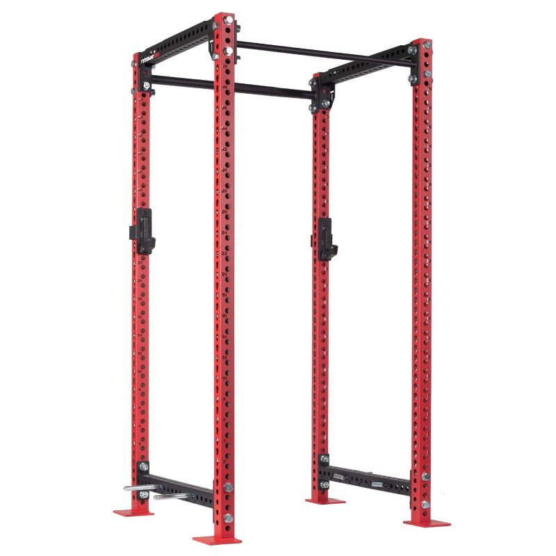 TITAN Series Power Rack | Red / 2” Fat Pull-Up Bar / Roller J-Hooks