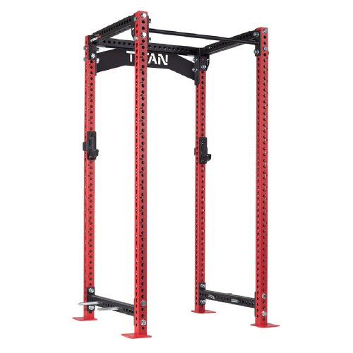 TITAN Series Power Rack | Red / Crossmember Nameplate / Roller J-Hooks