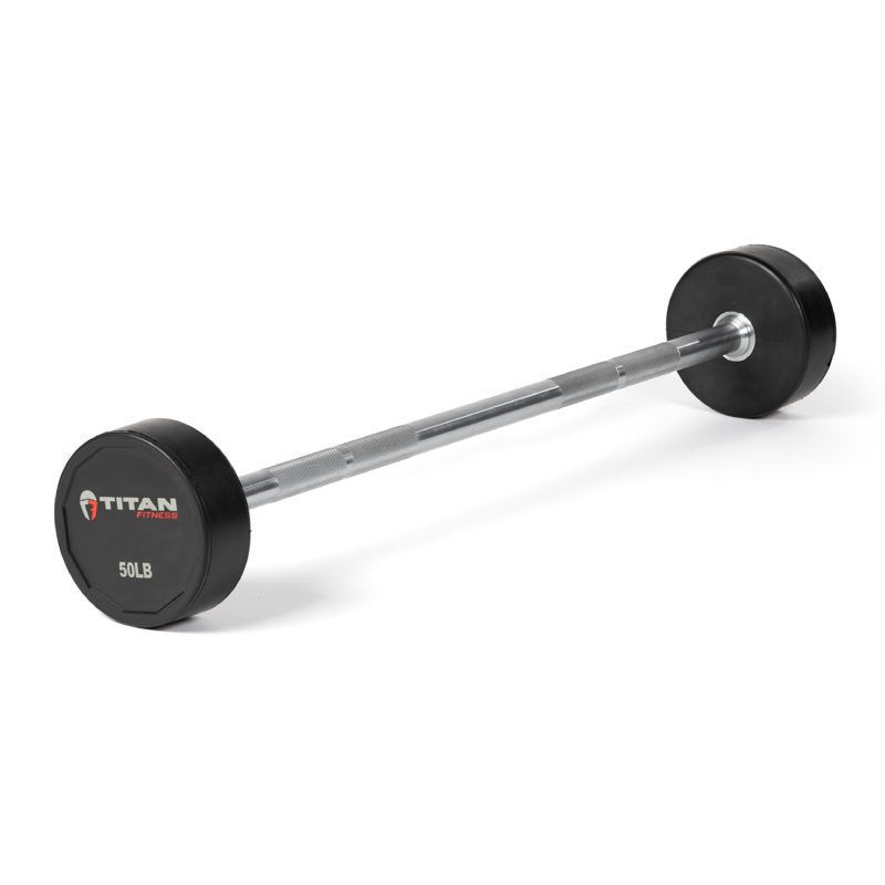 Scratch and Dent - 50 LB Straight Rubber Fixed Barbell - FINAL SALE