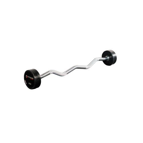 Scratch and Dent - Rubber Fixed Barbell – EZ Curl – 40 LB - FINAL SALE