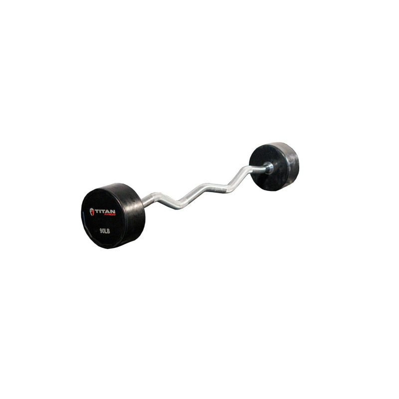 Scratch and Dent - Rubber Fixed Barbell – EZ Curl – 90 LB - FINAL SALE