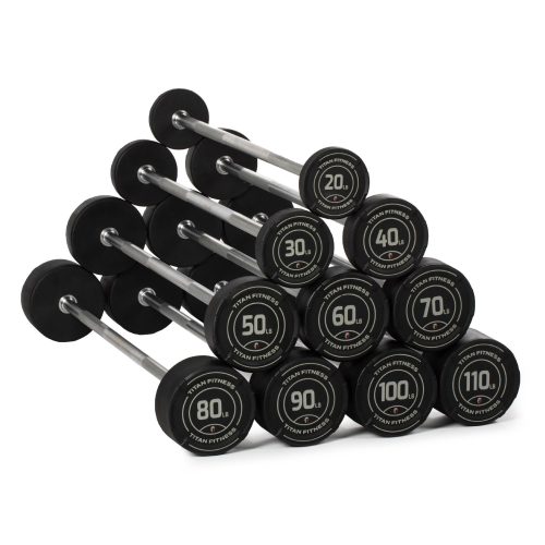 20 LB – 110 LB Straight Fixed Rubber Barbells V2