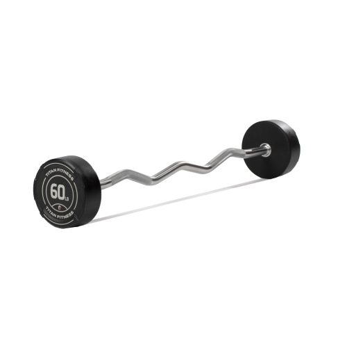 60 LB EZ Curl Fixed Rubber Barbell