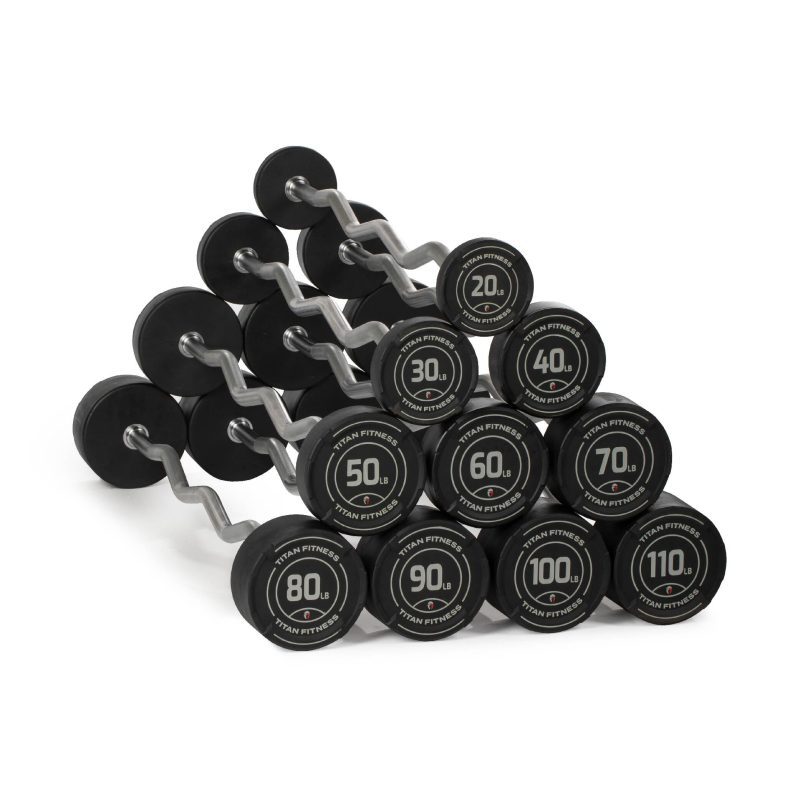 20 LB – 110 LB EZ Curl Fixed Rubber Barbells V2