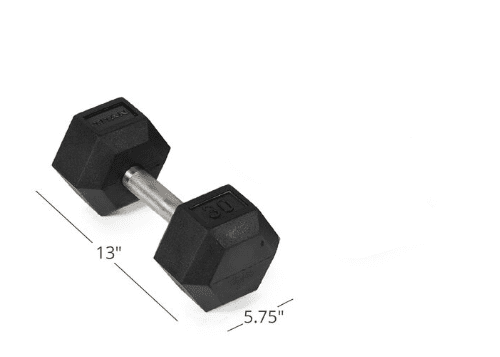 SCRATCH AND DENT - 30 LB Straight Stainless Steel Hex Dumbbell - Single - FINAL SALE