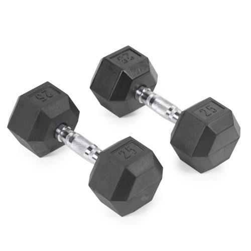 SCRATCH AND DENT - 25 LB Rubber Hex Dumbbells - FINAL SALE