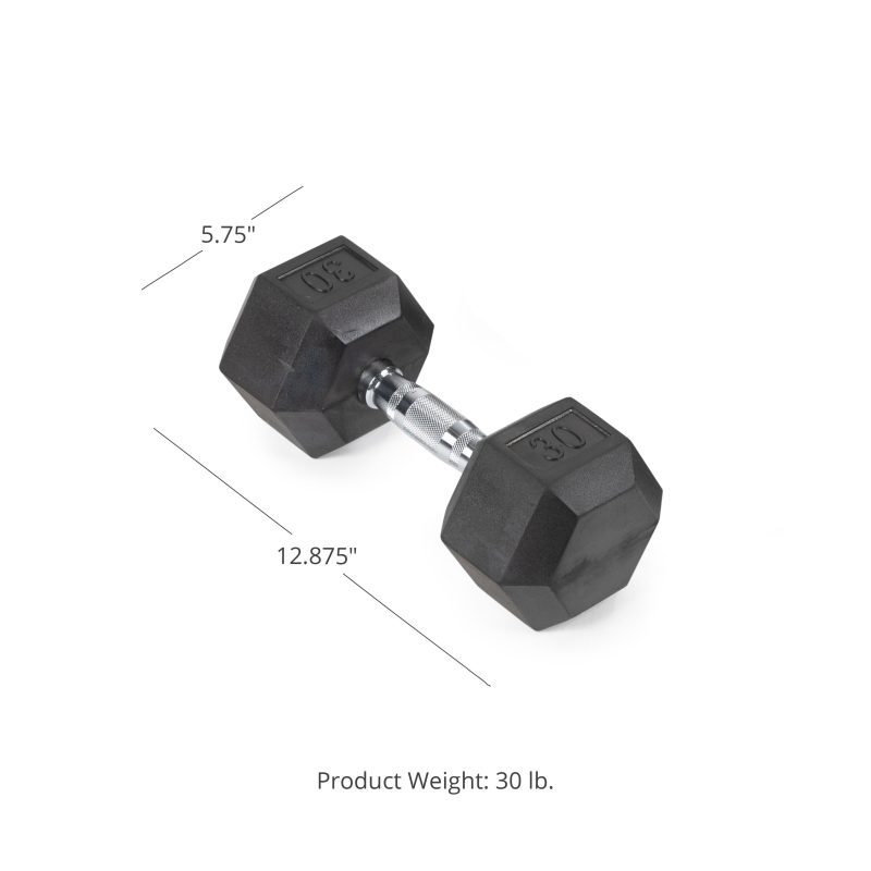 SCRATCH AND DENT - 30 LB Rubber Hex Dumbbell - Single - FINAL SALE