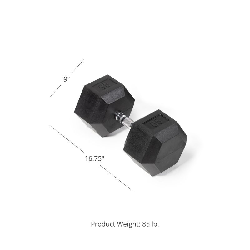 SCRATCH AND DENT - 85 LB Rubber Hex Dumbbell - Single - FINAL SALE