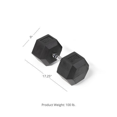 SCRATCH AND DENT - 100 LB Rubber Hex Dumbbell - Single - FINAL SALE