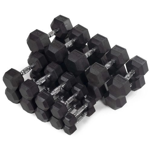 5 LB - 50 LB Pairs Rubber Hex Dumbbells