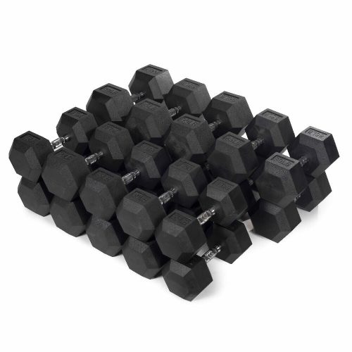 SCRATCH AND DENT - 55 LB - 100 LB Pairs Rubber Hex Dumbbells - FINAL SALE