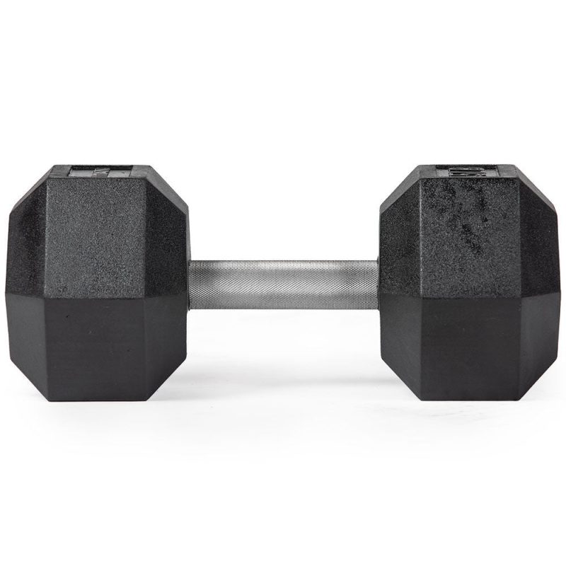 45 LB Straight Stainless Steel Hex Dumbbells