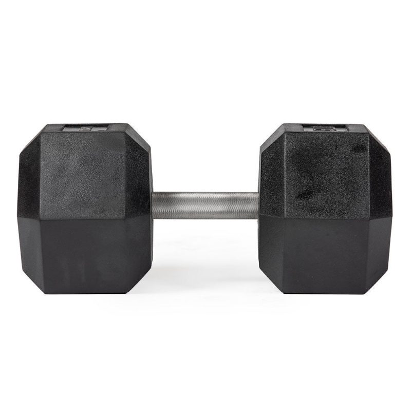 105 LB Straight Stainless Steel Hex Dumbbells