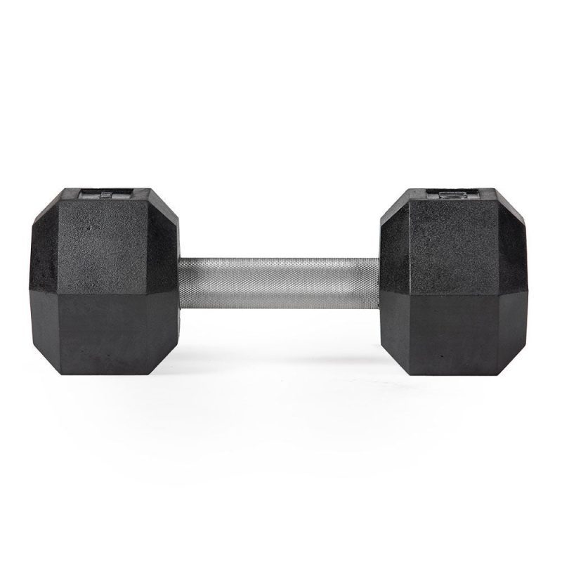 20 LB Straight Stainless Steel Hex Dumbbells