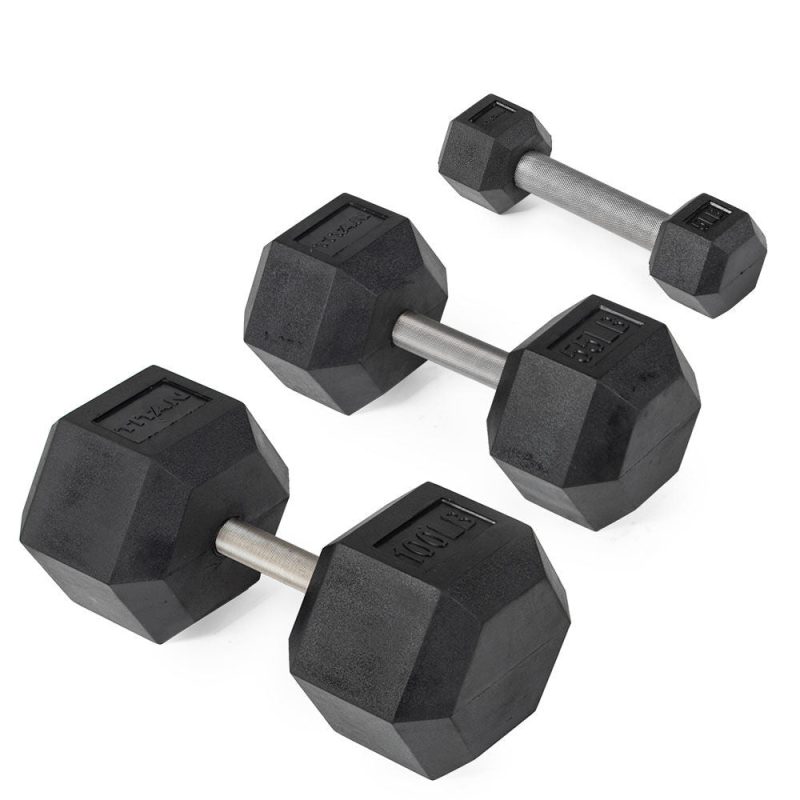 Straight Stainless Steel Hex Dumbbells