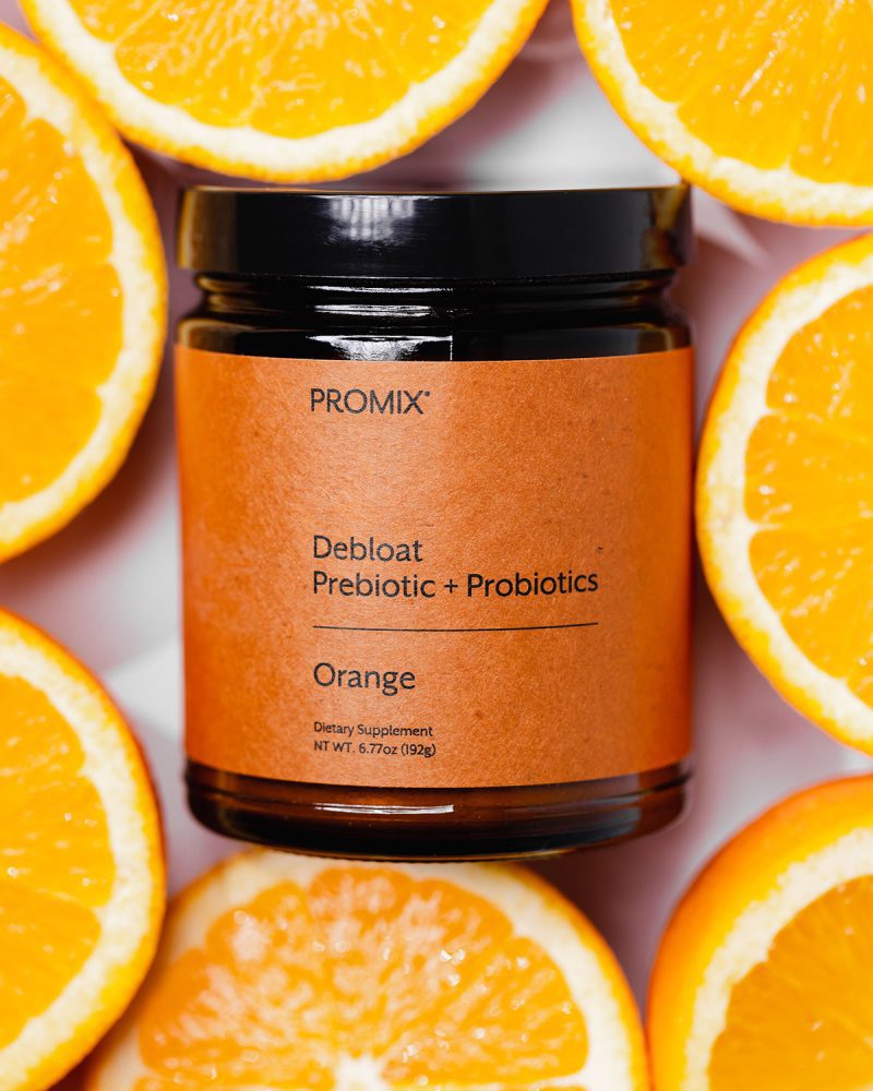 promix debloat probiotic and prebiotic 30svg jar florida orange 6