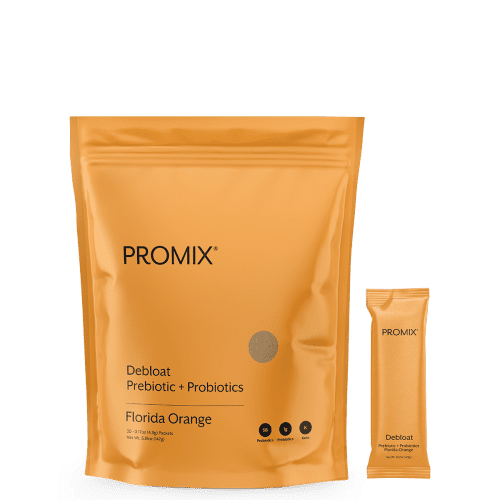 promix debloat probiotic and prebiotic single serve stick packet florida orange 2