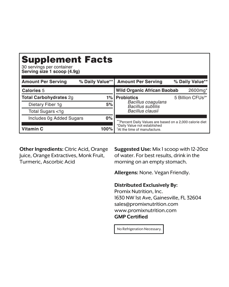 promix nutrition debloat probiotic and prebiotic 30svg jar florida orange 3